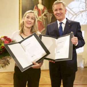 Preistraegerin Constanze KURZ und Preistraeger Bundespraesident a.D. Christian WULFF.
Evangelische Akademie Tutzing, Festakt zur Toleranzpreisverleihung 2014 / am 30.10.2014 in TUTZING / Evangelische Akademie Tutzing / DEUTSCHLAND.
[ F o t  o / C r e d i t :  O r y k  H A I S T , Tel: 0172-8913335, www.fotohaist.de,
O r i g i n a l d a t e i n a m e:  20141030_011], [D]