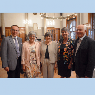 "Über Gott und die Welt" am 5.7.2018 in Bayreuth. V.l.n.r. Udo Hahn, Dr. Dorothea Greiner, Heidrun Piwernetz, Brigitte Merk-Erbe, Klaus Gollner