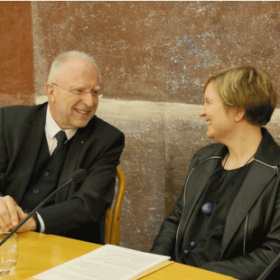 August Markl und Bernadette-Julia Felsch bei der 9. Tutzinger Rede an der Evangelischen Akademie Tutzing (dgr/eat archiv)