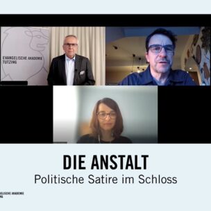 "Die Anstalt"-Debatte an der Evangelischen Akademie Tutzing: mit Udo Hahn mit Dietrich Krauß und Kateryna Stetsevych (Bild: eat archiv)