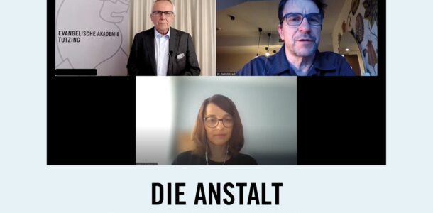 "Die Anstalt"-Debatte an der Evangelischen Akademie Tutzing: mit Udo Hahn mit Dietrich Krauß und Kateryna Stetsevych (Bild: eat archiv)