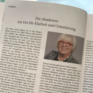 Jahresheft des Freundeskreises der Evangelischen Akademie Tutzing, Grußwort der Präsidentin der Landessynode Dr. Annekathrin Preidel. (Foto: dgr/eat archiv)