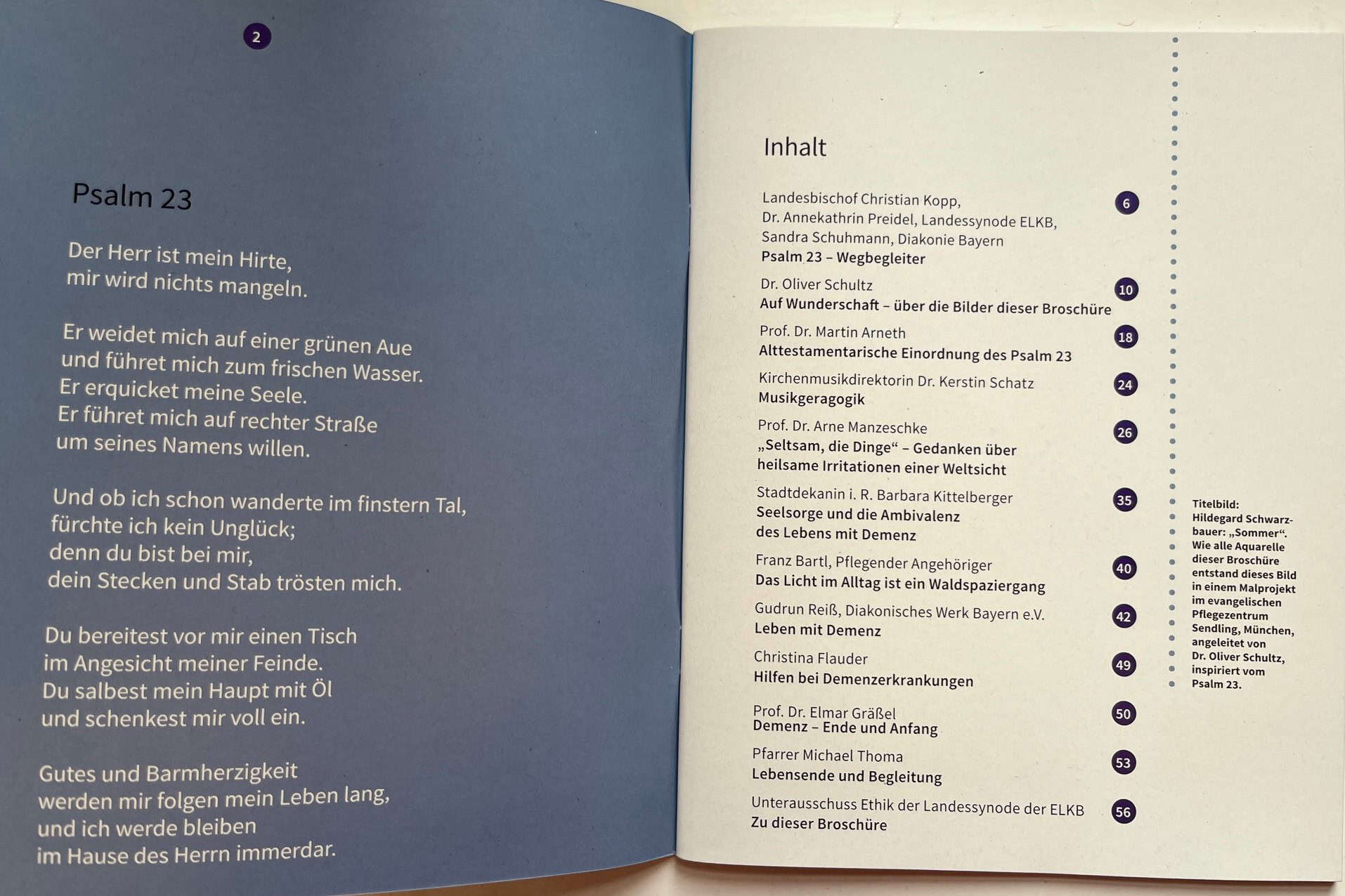 Inhaltsverzeichnis Demenzbroschüre