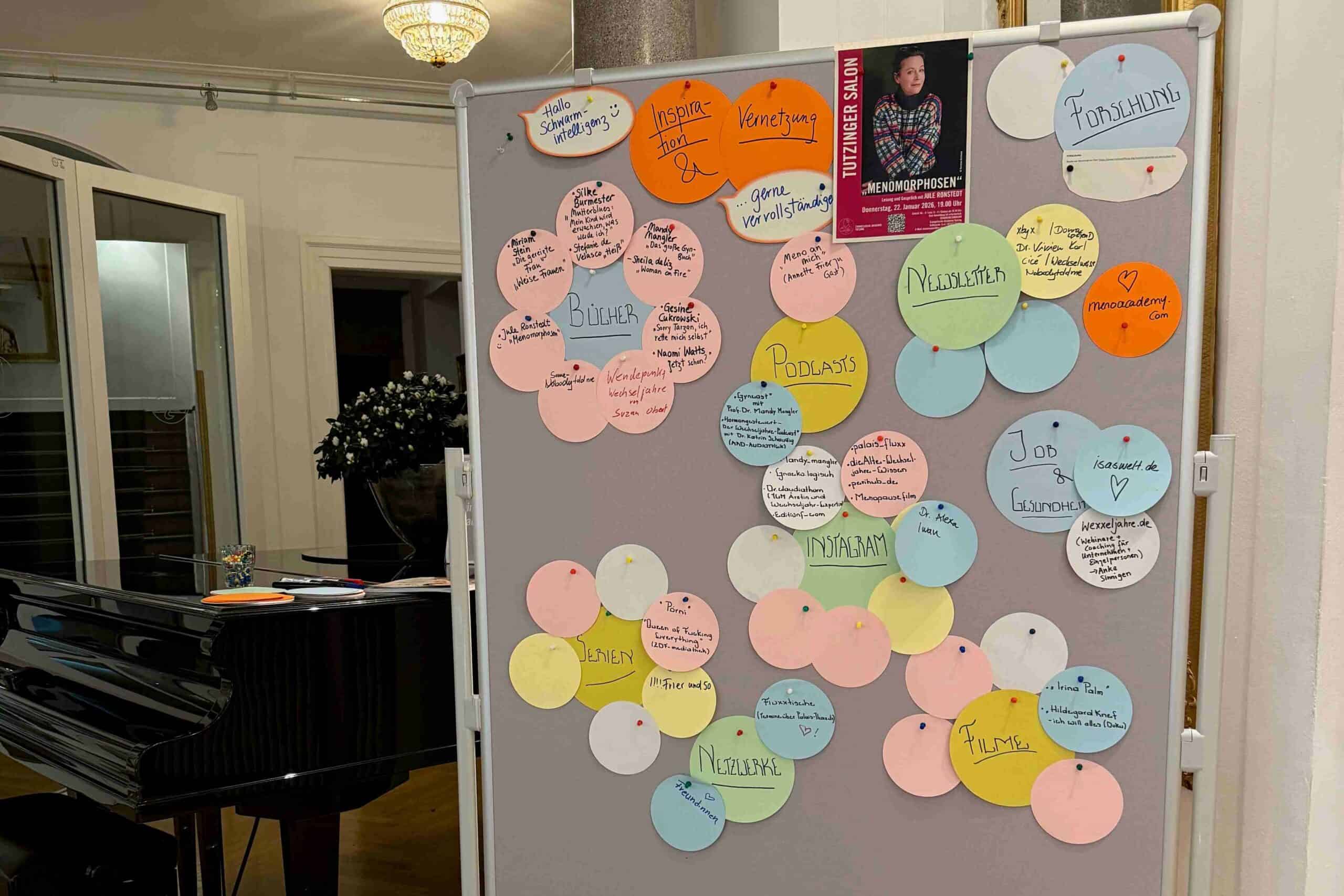 Pinnwand in den Salons des Schlosses